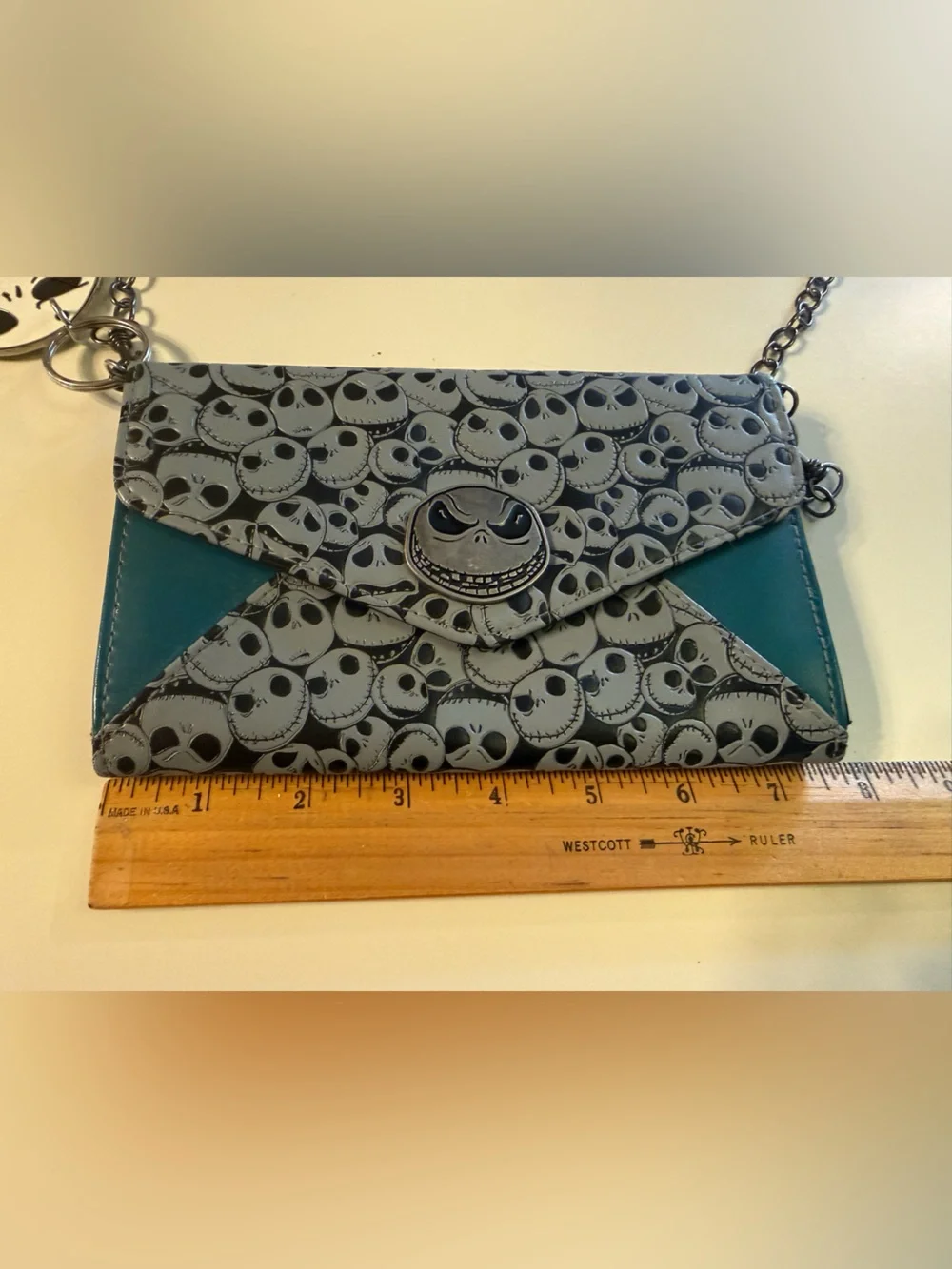 The Nightmare Before Christmas Jack Skellington Teal Accent Crossbody Wallet